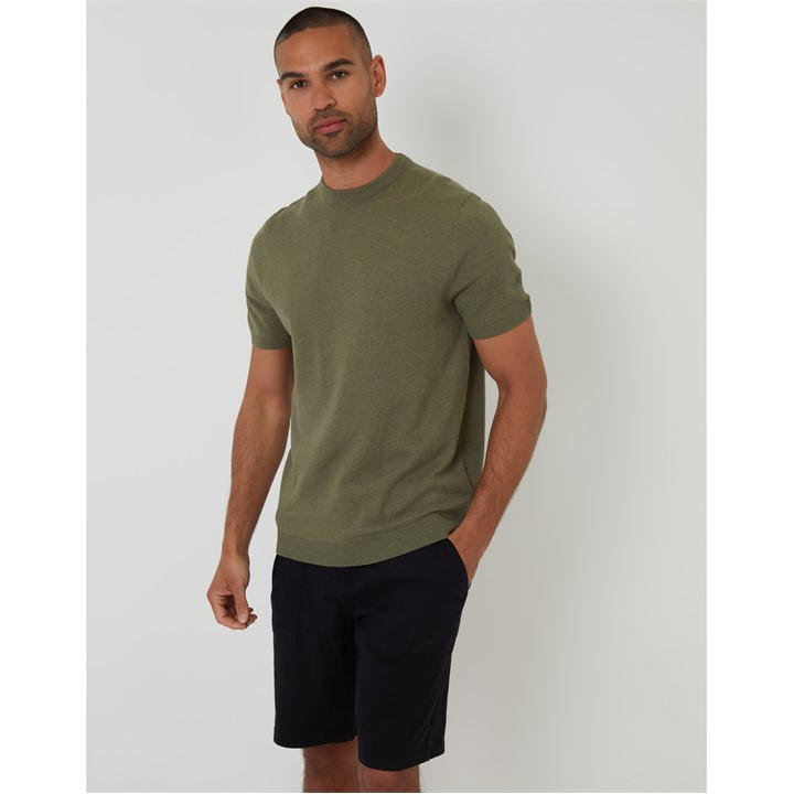 Threadbare Men's Green Davenfield Knitted T-Shirt in Size M, Sports Direct
