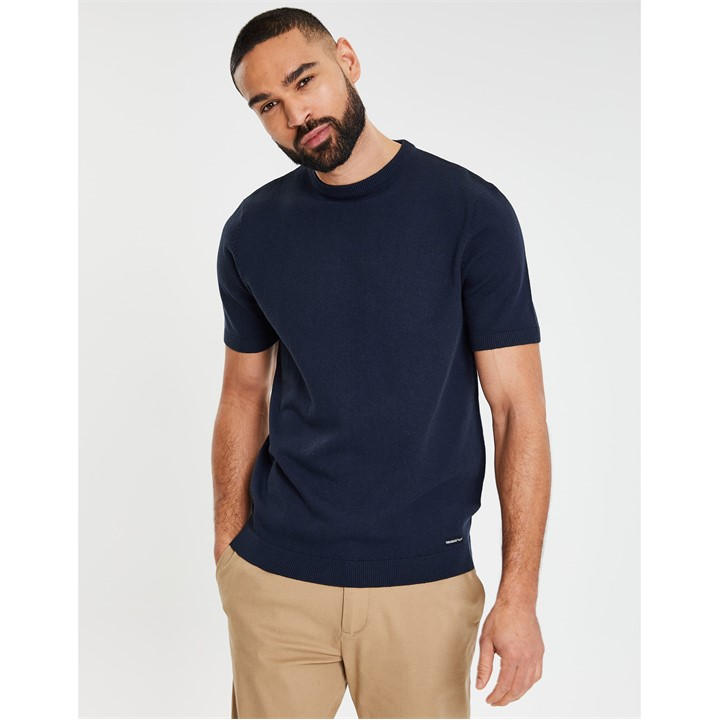 Threadbare Men's Blue Davenfield Knitted T-Shirt in Size M, Sports Direct