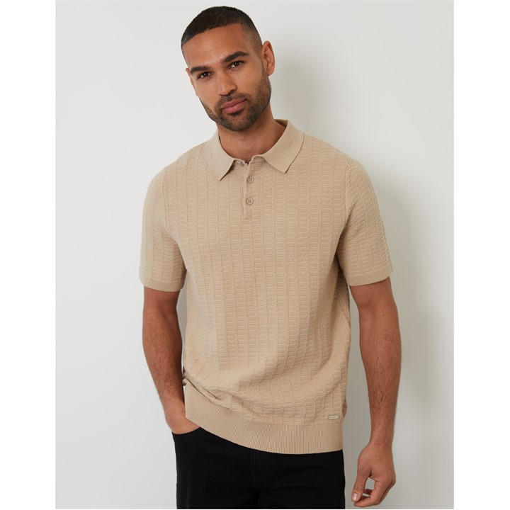 Threadbare Men' Beige Halliwell Knitted Top in Size S, Sports Direct