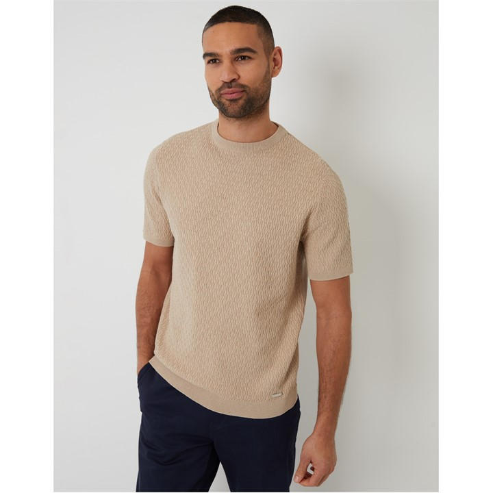 Threadbare Men's Beige Knitted T-Shirt in Size XL, Sports Direct