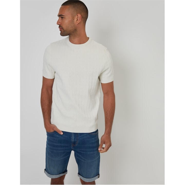 Threadbare Men's Beige Knitted T-Shirt in Size L, Sports Direct