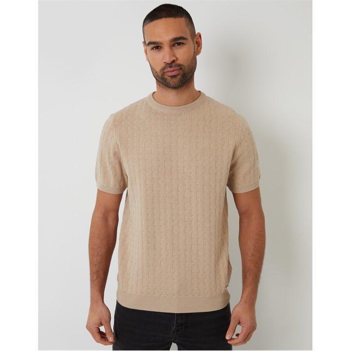 Threadbare Men's Beige Knitted T-Shirt in Size XL, Sports Direct