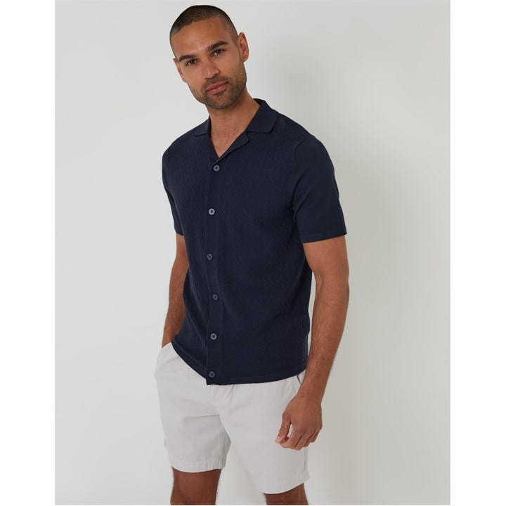 Threadbare Men's Blue Tweedale Knitted T-Shirt in Size M, Sports Direct
