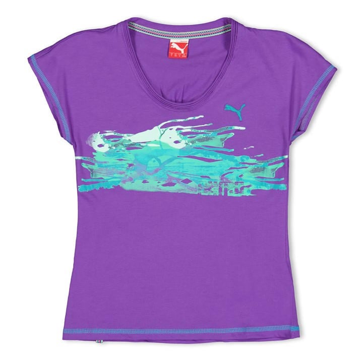 Puma Girls Purple Wave Tee  in Size 5 - 6 Years, Sports Direct