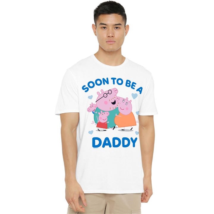 Hasbro Men's White Peppa Pig Daddy Pig Soon To Be T-Shirt in Size 2XL, Sports Direct
