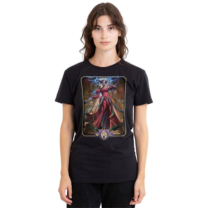 Hasbro Women' Black Dungeons & Dragons - 2024 Sorcerer Key Art T-Shirt in Size S, Sports Direct