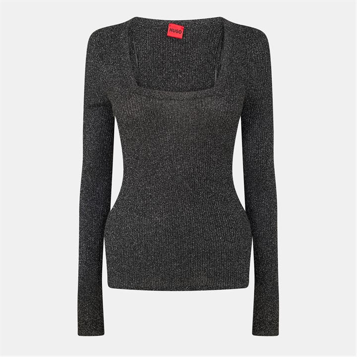 Hugo Women's Black Sunessy Crew Neck Jumper in Size 16, Sports Direct