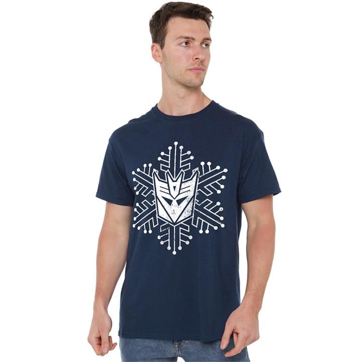 Transformers Men's Blue Decepticon Snowflake T Shirt Navy in Size 2XL, Sports Direct