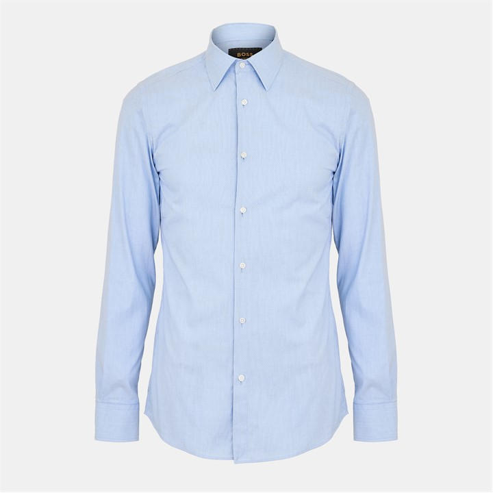 Boss Men's Blue Plain Long-Sleeve Shirt in Size 15.7 In 40, Sports Direct