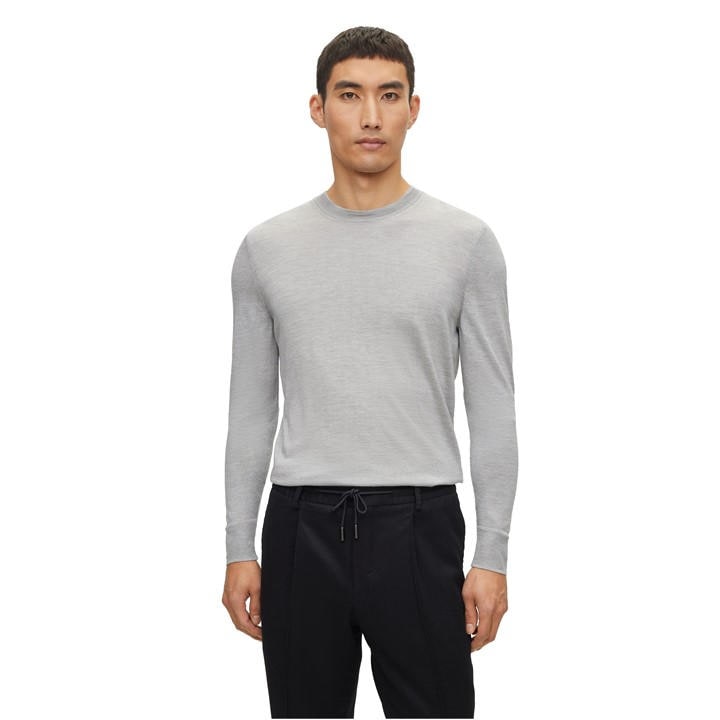 Boss Men's Silver L Ottano Crew Neck Jumper in Size XL, Sports Direct
