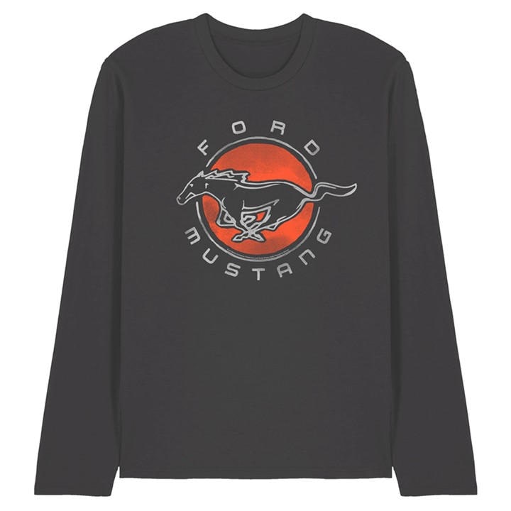 Ford Men's Grey Mustang Circle Long Sleeve T-Shirt Charcoal in Size 2XL, Sports Direct
