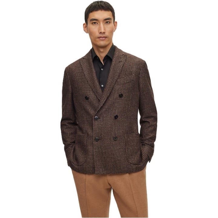 Boss Men's Brown Heston Tailored Fit Formal Jacket in Size L, Sports Direct