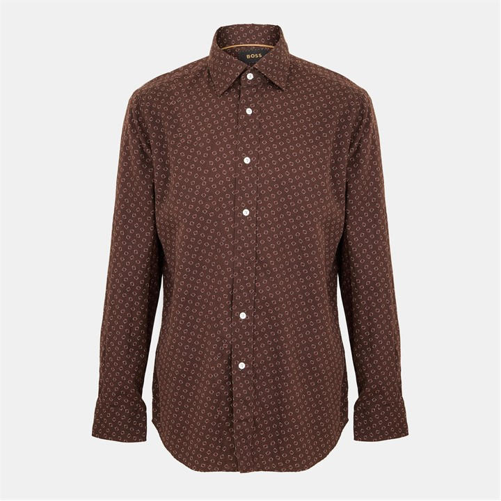 Boss Men' Red Long-Sleeve Plain Shirt in Size S, Sports Direct
