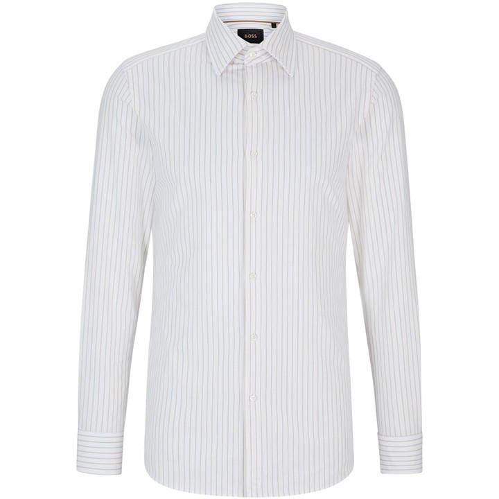 Boss Men's Beige Long Sleeve Tailored Fit Shirt in Size XL, Sports Direct