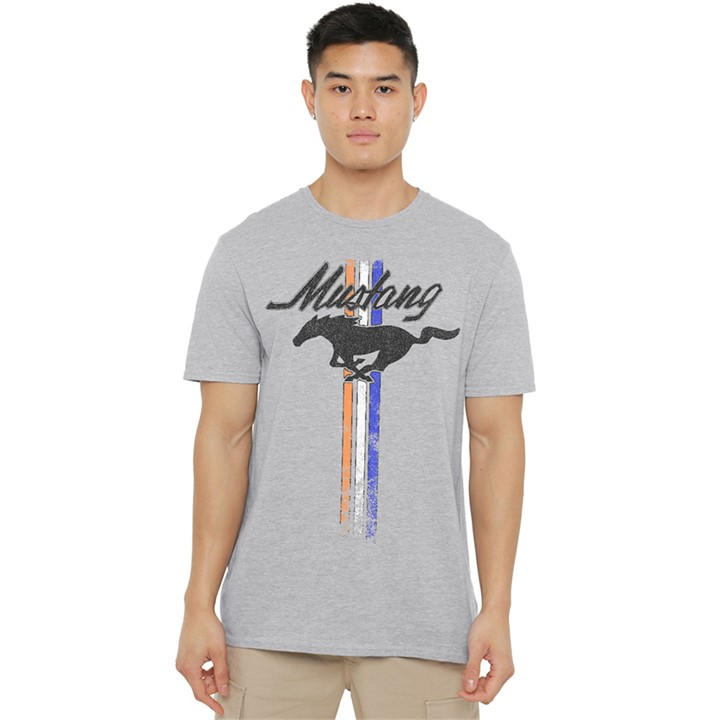 Ford Men's Grey Mustang Stripes T-Shirt Athletic Heather in Size 4XL, Sports Direct