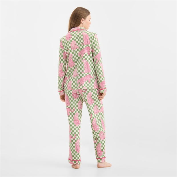 Leopard Check - Chelsea Peers - Women's Long Sleeve Pyjama Set
