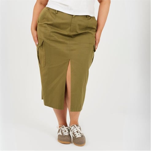 Brave Soul - Womens Plus Size Denim Cargo Skirt