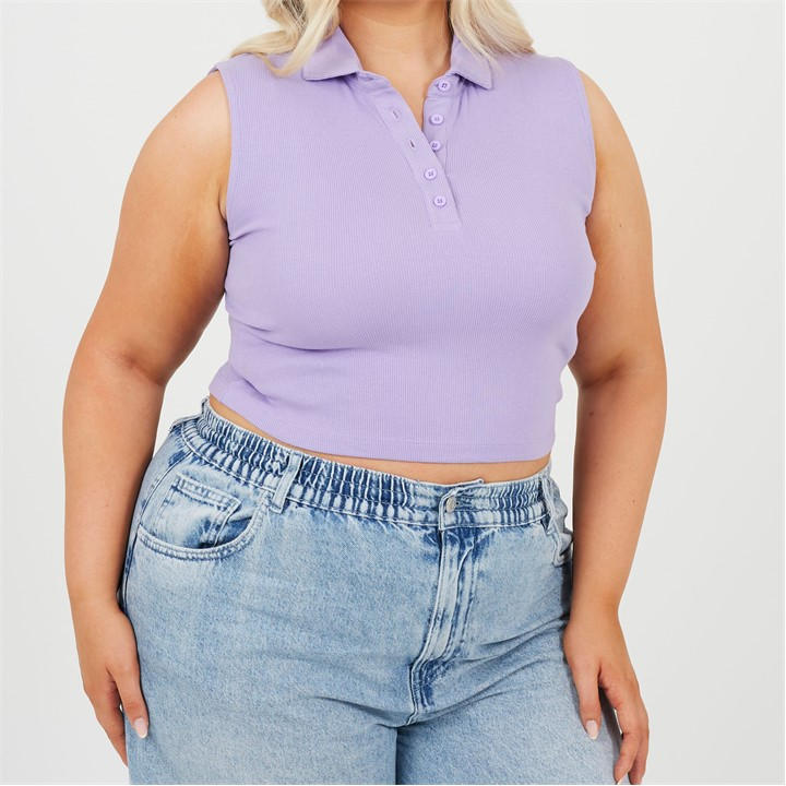 Brave Soul Women's Purple Plus Size Vest With Collar And Buttons in Size 24, Sports Direct