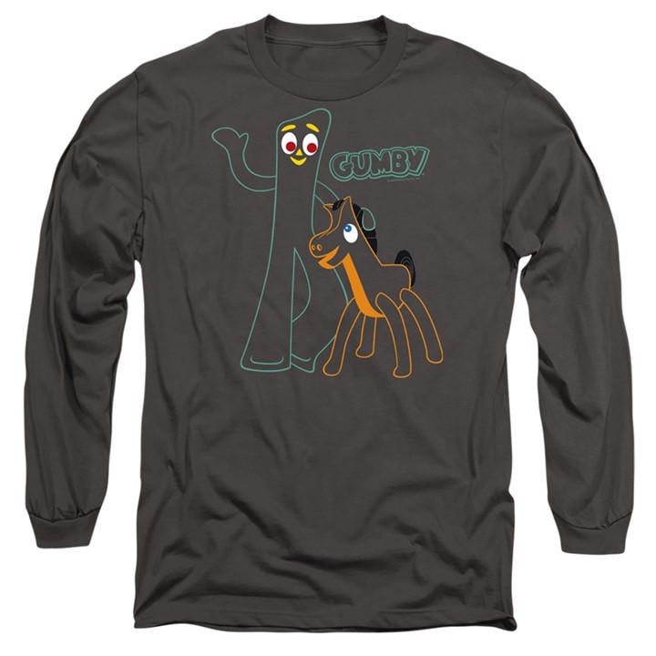 Men's Grey Other Gumby Outlines Long Sleeve T-Shirt Charcoal in Size 2XL, Sports Direct