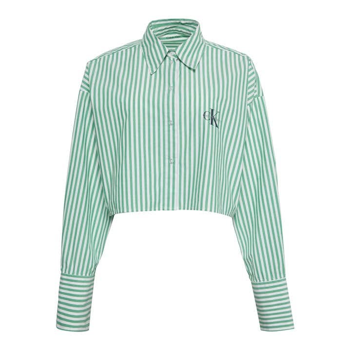 Calvin Klein Women's Green Long Sleeve Patterned Shirt in Size 10, Sports Direct