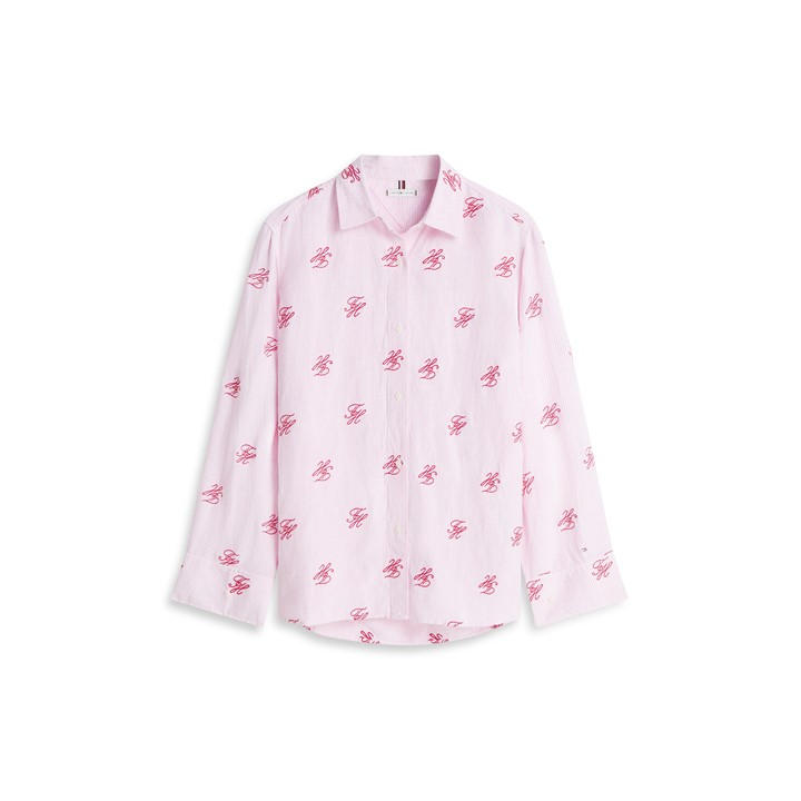 Tommy Hilfiger Women's Pink Long Sleeve Plain Shirt in Size 14, Sports Direct