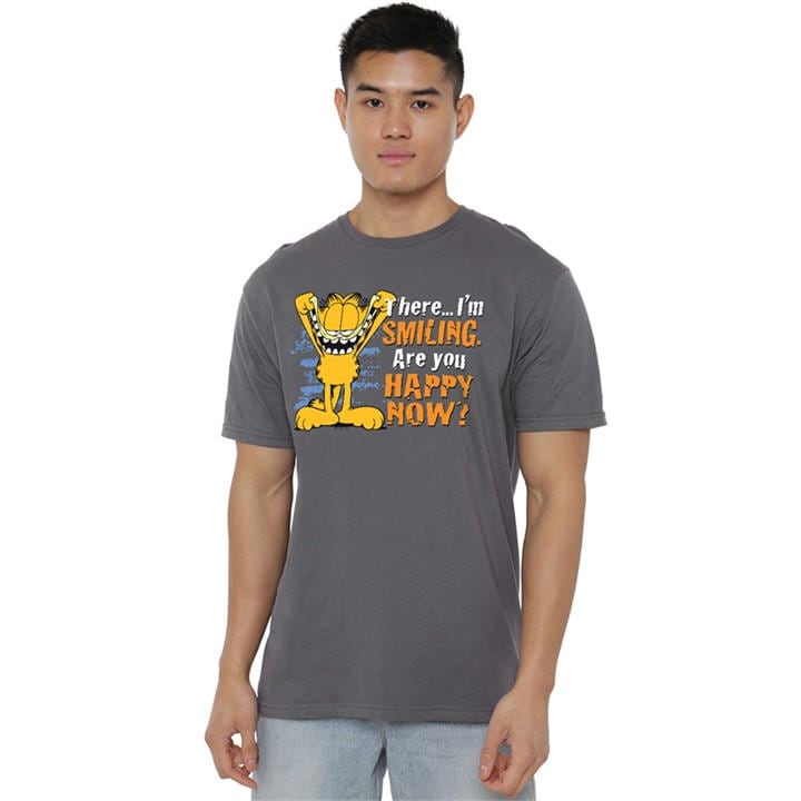 Garfield Men's Grey Smiling T Shirt Charcoal in Size M, Sports Direct