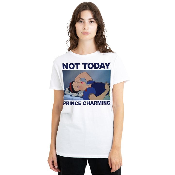 Disney Women's White Snow Not Today T-Shirt in Size M, Sports Direct