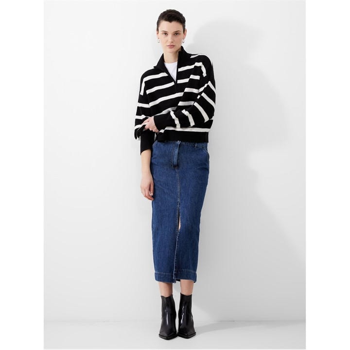 French Connection Women's Black Vhari Half-Zip Crew Neck Jumper in Size 8, Sports Direct