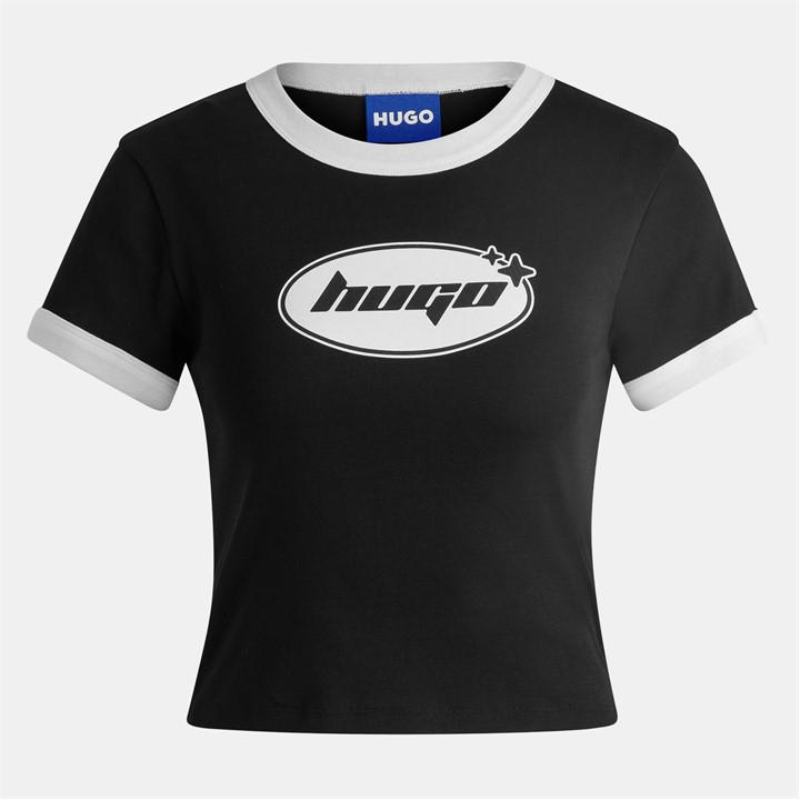 Hugo Women's Black Dalia Baby Ringer T-Shirt in Size 10, Sports Direct