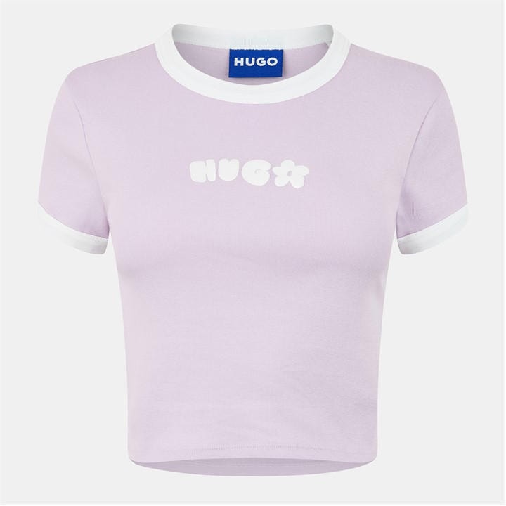 Hugo Women's Purple Dalia Baby Ringer T-Shirt in Size 10, Sports Direct