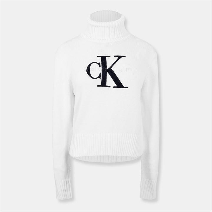 Calvin Klein Jeans Women's White Funnel Neck Sweater in Size 8, Sports Direct