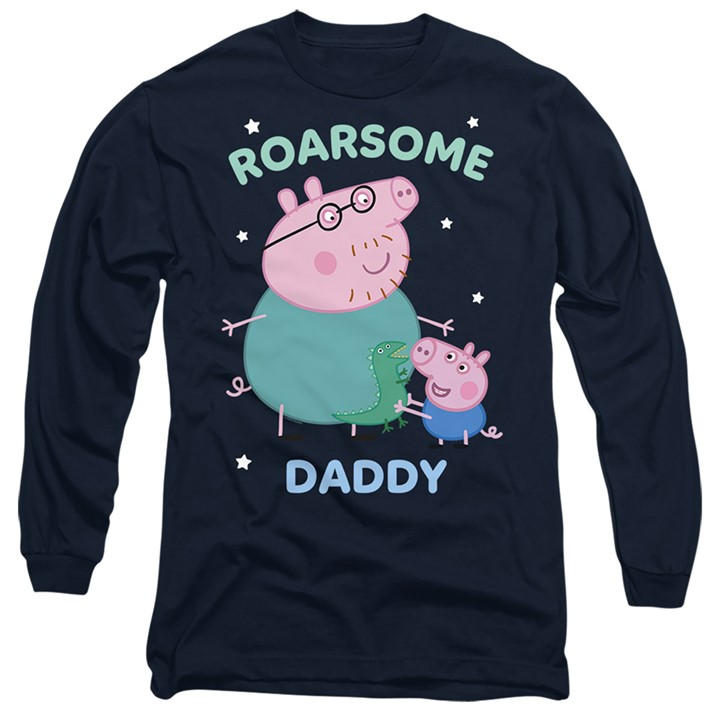 Hasbro Men's Blue Peppa Pig Roarsome Daddy Pig Long Sleeve T Shirt in Size M, Sports Direct