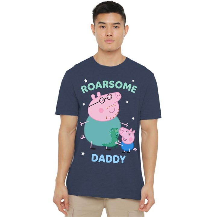 Hasbro Men's Blue Peppa Pig Roarsome Daddy Pig T Shirt Heather Navy in Size M, Sports Direct