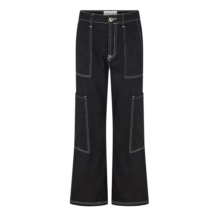 Brave Soul Women's Black Cargo Jeans With Contrast Stitching in Size 12, Sports Direct