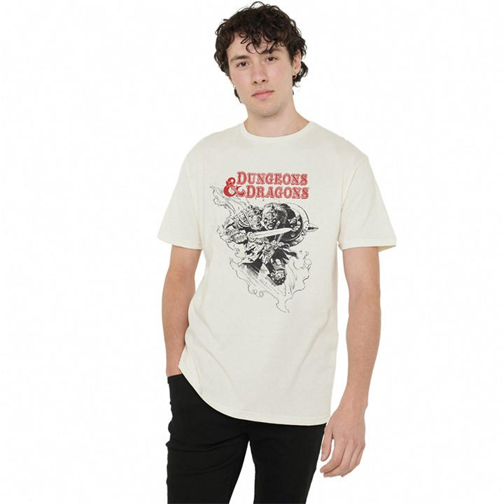 Hasbro Men's Beige Dungeons & Dragons Barbarian Sketch T-Sh in Size L, Sports Direct