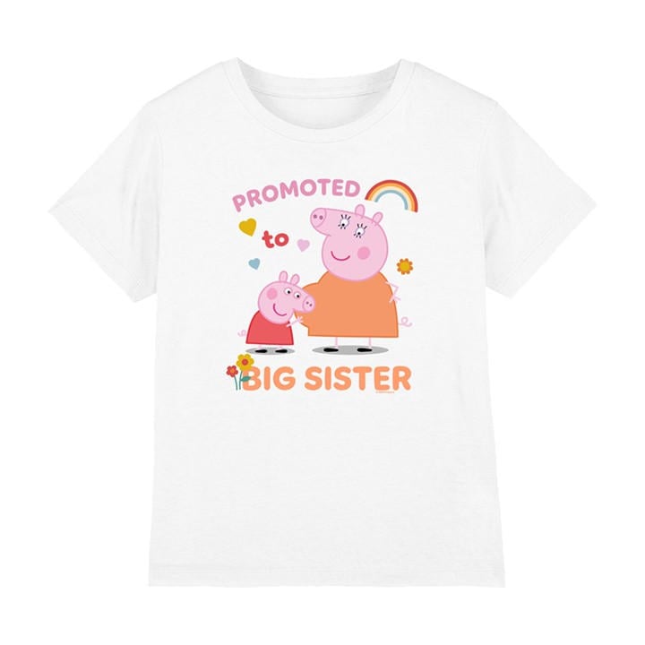 Hasbro Boys White Peppa Pig Promoted To Big Sister Kids T-Shirt Whi, Sports Direct