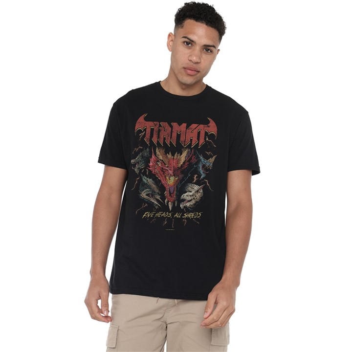 Hasbro Men's Black Dungeons Dragons Tiamat 5 Heads Dragon T-Shirt Bl in Size L, Sports Direct