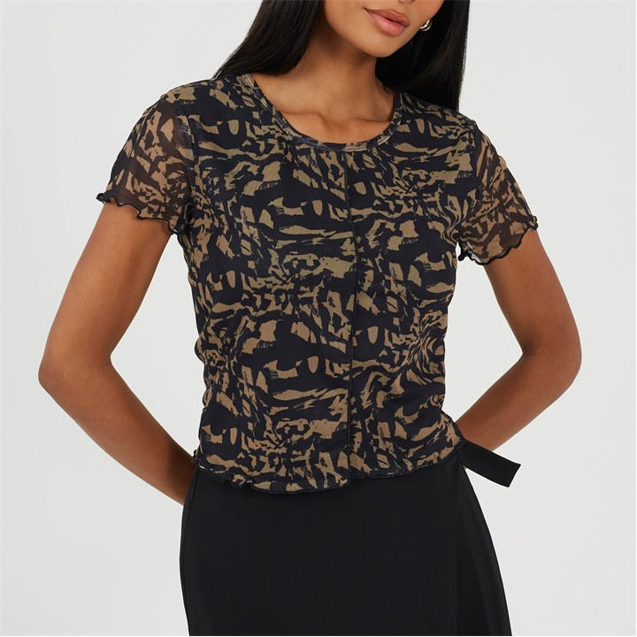 Brave Soul Women's Cropped Mesh Top With Seam Detail in Size 8, Sports Direct
