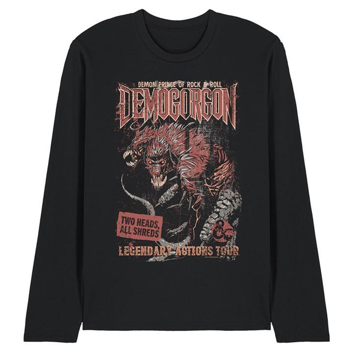 Hasbro Men's Black Dungeons Dragons Demogorgon Tour Long Sleeve T-Shi in Size XL, Sports Direct