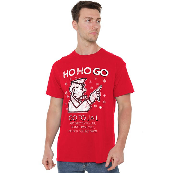 Monopoly Men's Red Ho Ho Go To Jail T Shirt in Size L, Sports Direct