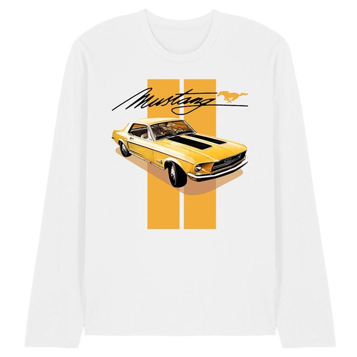 Ford Men's White Mustang Stang Stripes Long Sleeve T-Shirt Wh in Size 2XL, Sports Direct