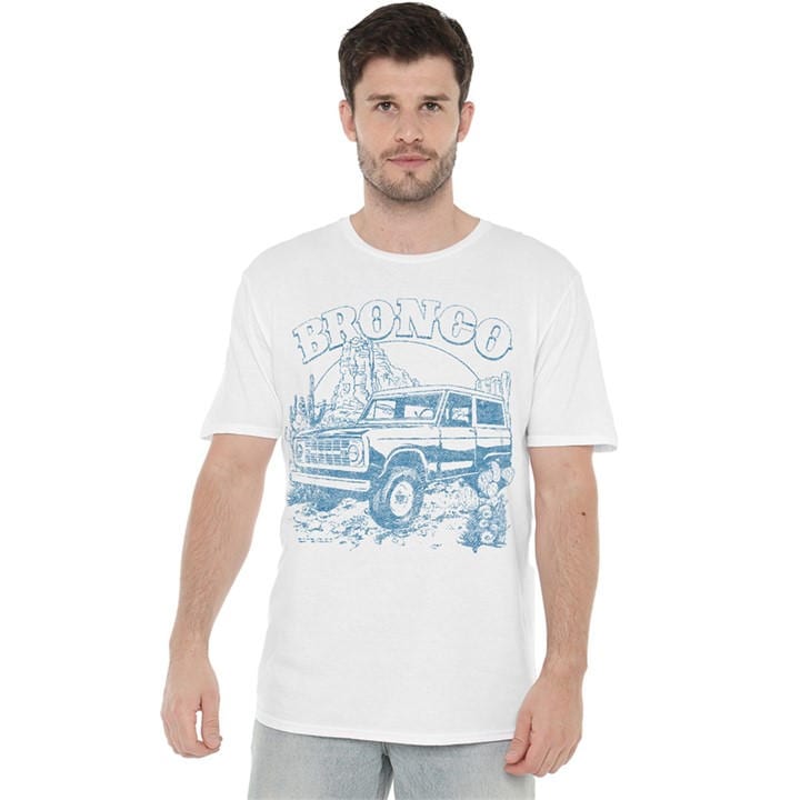 Ford Men's White Bronco Desert Blue Mono T-Shirt in Size 2XL, Sports Direct
