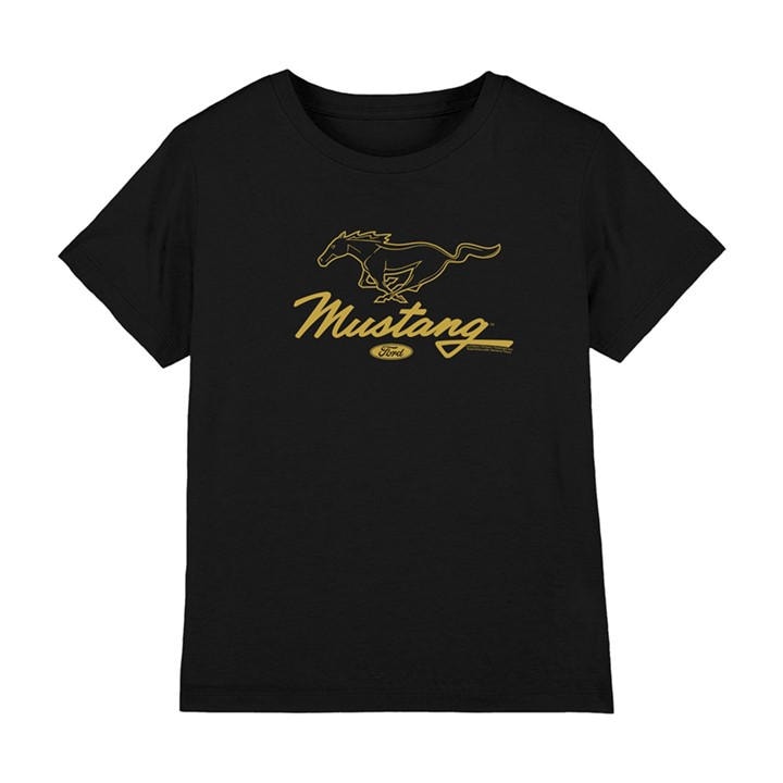 Ford Boys Black Mustang Pony Script Kids T-Shirt in Size 7 - 8 Years, Sports Direct