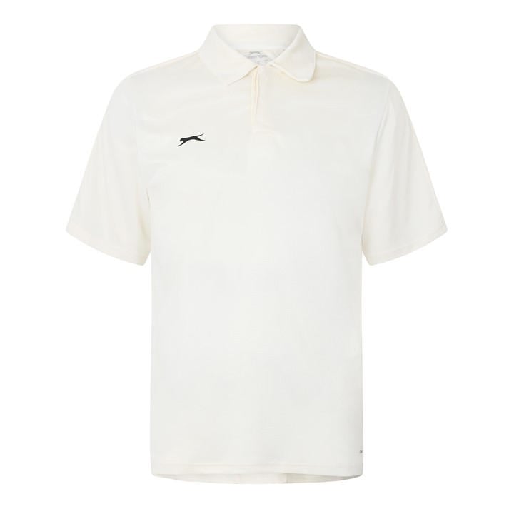 Slazenger Men's White Polo Neck Short Sleeve Cricket Shirt in Size L, Sports Direct