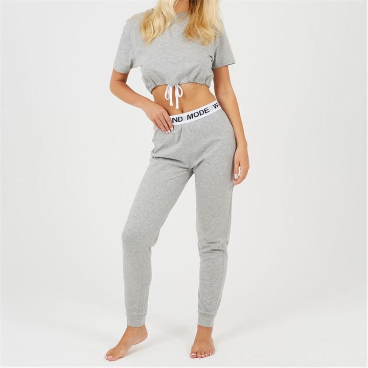 Brave Soul Women's Grey Cropped Tee And Slim Joggers Lounge Set in Size 10, Sports Direct