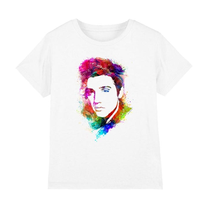 Elvis Presley Boys White Elvis Presleywatercolor King Kids T-Shirt, Sports Direct