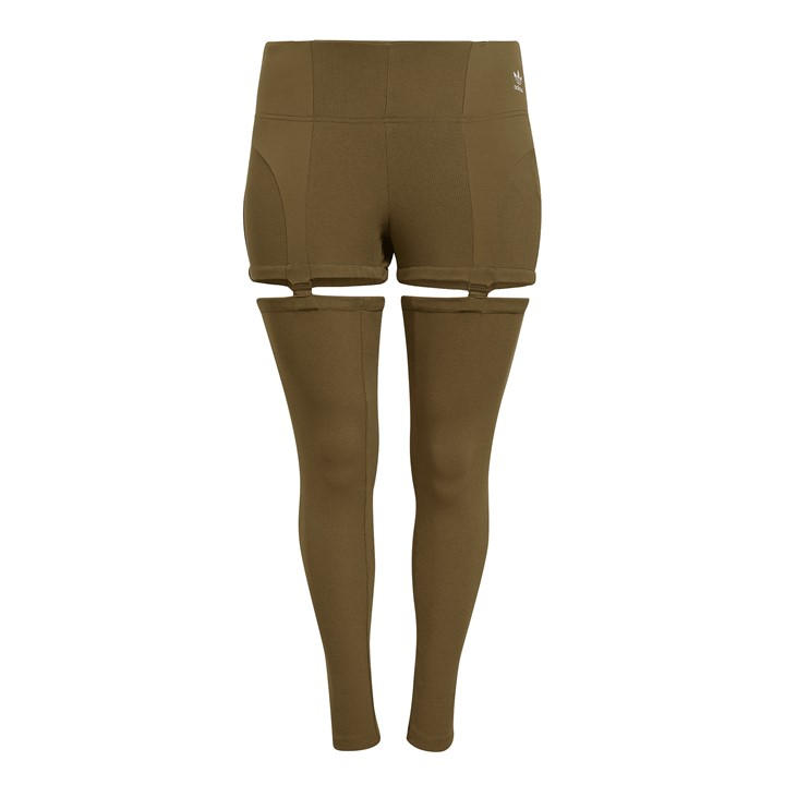 Adidas Originals Women's Green Adidas Rib Two-In-One Leggings in Size 22, Sports Direct
