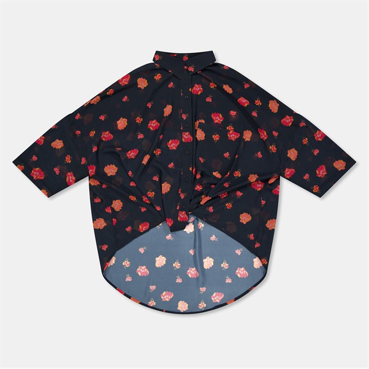 French Connection Women's Blue Ella Long-Sleeve Patterned Shirt in Size 16, Sports Direct