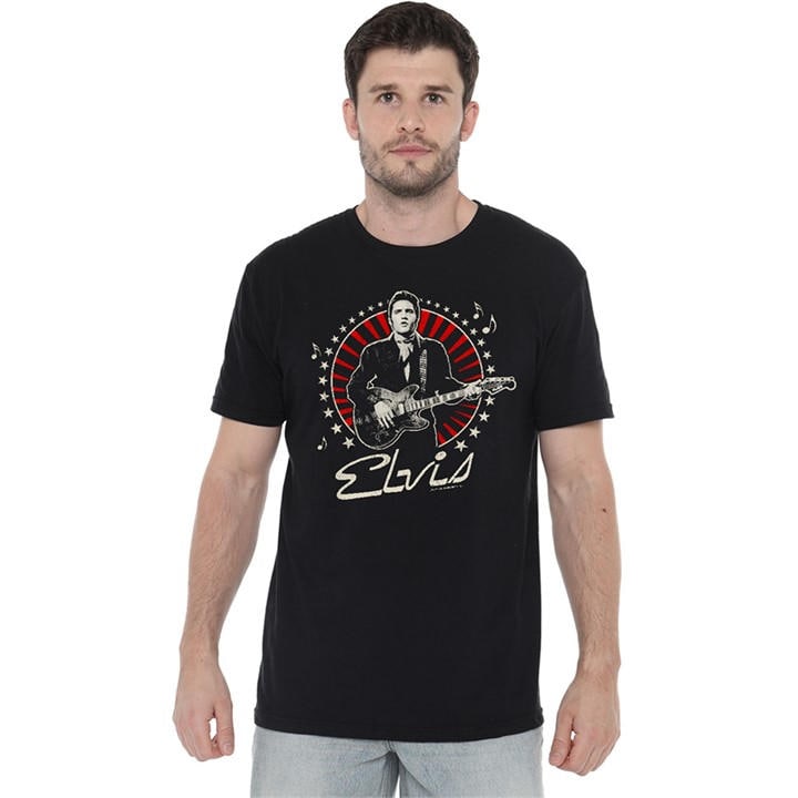 Elvis Presley Men's Black Stars T-Shirt in Size 3XL, Sports Direct