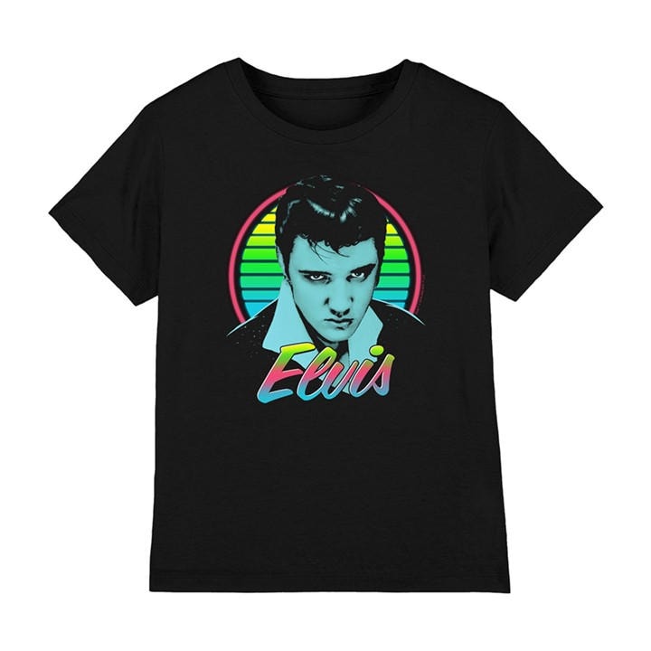 Elvis Presley Boys Black Neon King Kids T-Shirt, Sports Direct